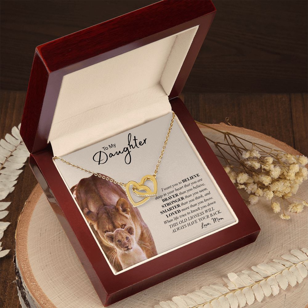 My Daughter | You Are Braver Stronger Smarter - Interlocking Hearts Necklace