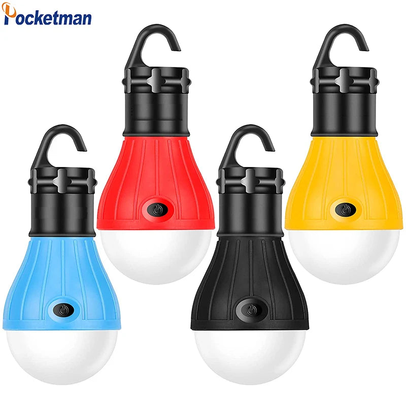 Mini LED Bulb Portable Camping Tent Light Hook Night Market Lamp Waterproof Repair Emegency Lantern Outdoor AAA Hanging Bulb