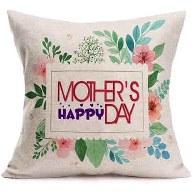 Happy Mother's Day Pillowcase Spring Colorful Flowers Leaves Sweet Heart Decoration Cushion Cover Linen Square