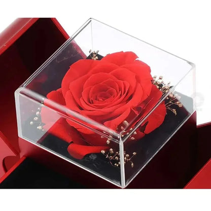 Valentine's Day Gift for Women Eternal Rose Gift Box Heart Necklace I Love You To Back Flower Jewelry Box for Mother's Day Gifts