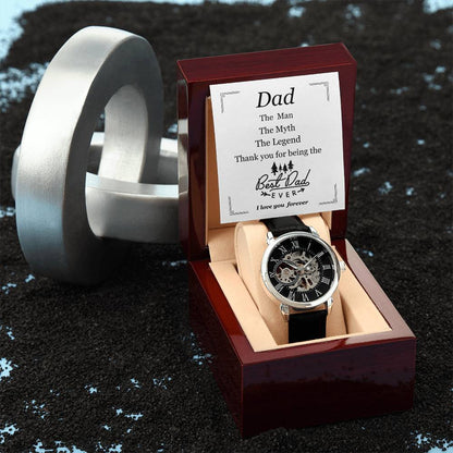 To Dad | Men's Leather Openwork Classic Watch and Message Card | Show Dad How Much You Love Him