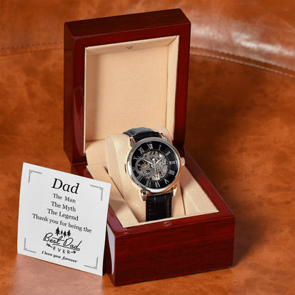 To Dad | Men's Leather Openwork Classic Watch and Message Card | Show Dad How Much You Love Him