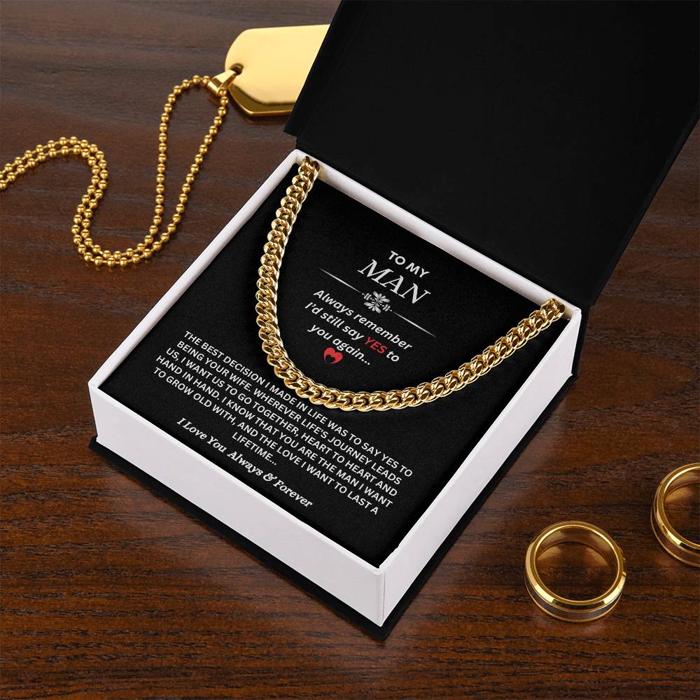 To My Man | A Love to Last a Lifetime | Cubin Link Chain Necklace