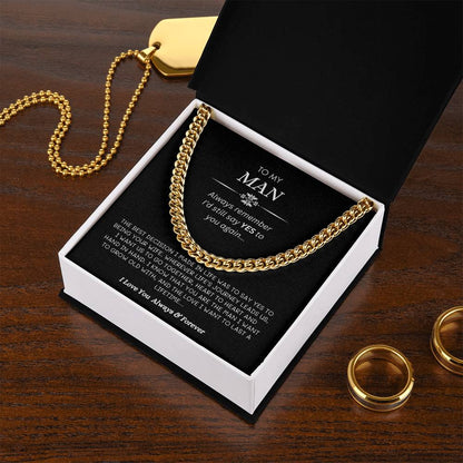 To My Man | I'd Say Yes to You Again | Men's Cubin Link Chain Necklace