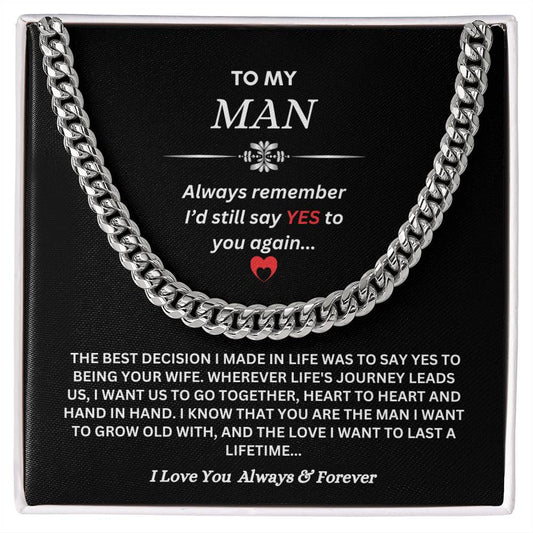 To My Man | A Love to Last a Lifetime | Cubin Link Chain Necklace