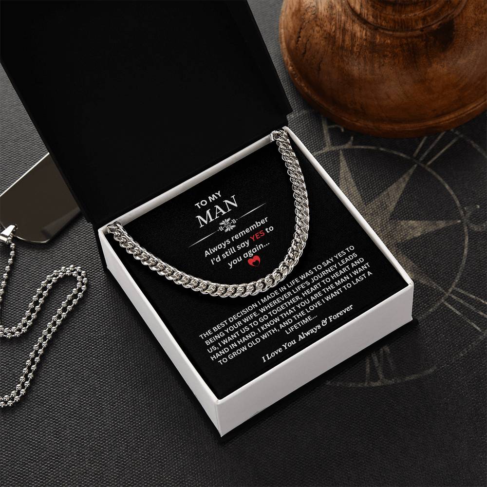 To My Man | A Love to Last a Lifetime | Cubin Link Chain Necklace