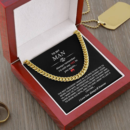 To My Man | A Love to Last a Lifetime | Cubin Link Chain Necklace