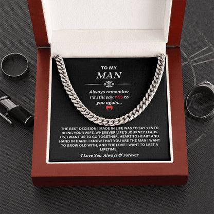 To My Man | A Love to Last a Lifetime | Cubin Link Chain Necklace