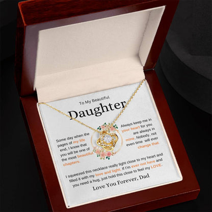 To My Beautiful Daughter | You Are Always in my Heart | Love Knot Necklace | Gift From Dad to Show Her You Love Her