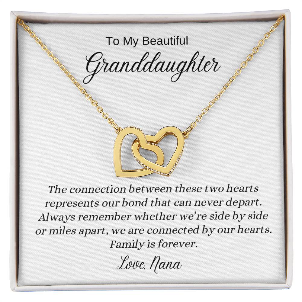 To My Beautiful Granddaughter | We Are Connected by Our Hearts | Interlocking Hearts Necklace | A Gift to Show Your Love