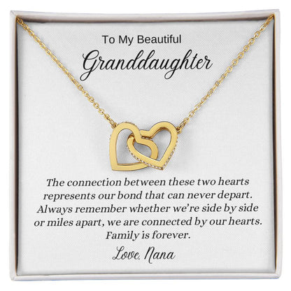 To My Beautiful Granddaughter | We Are Connected by Our Hearts | Interlocking Hearts Necklace | A Gift to Show Your Love