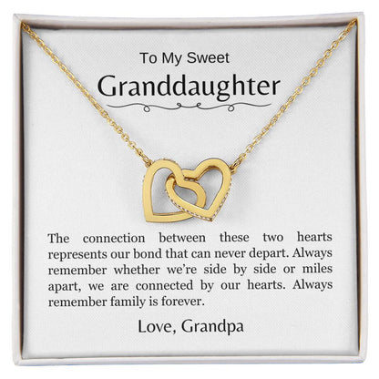 To My Sweet Granddaughter | We Are Connected by Our Hearts | Interlocking Hearts Necklace