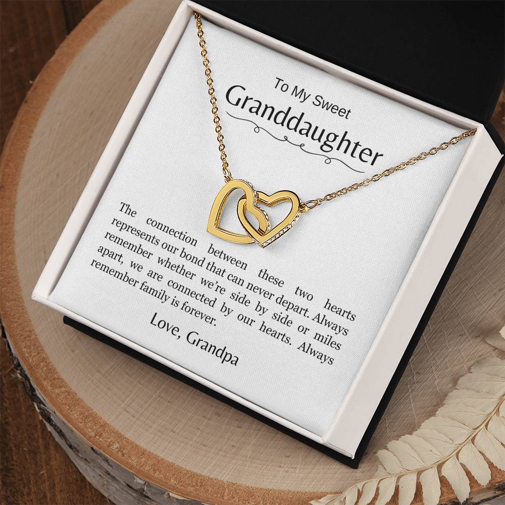 To My Sweet Granddaughter | We Are Connected by Our Hearts | Interlocking Hearts Necklace