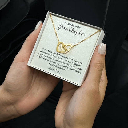 To My Beautiful Granddaughter | We Are Connected by Our Hearts | Interlocking Hearts Necklace | A Gift to Show Your Love