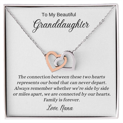 To My Beautiful Granddaughter | We Are Connected by Our Hearts | Interlocking Hearts Necklace | A Gift to Show Your Love