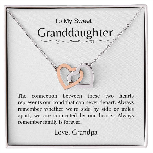 To My Sweet Granddaughter | We Are Connected by Our Hearts | Interlocking Hearts Necklace