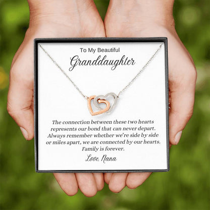 To My Beautiful Granddaughter | We Are Connected by Our Hearts | Interlocking Hearts Necklace | A Gift to Show Your Love