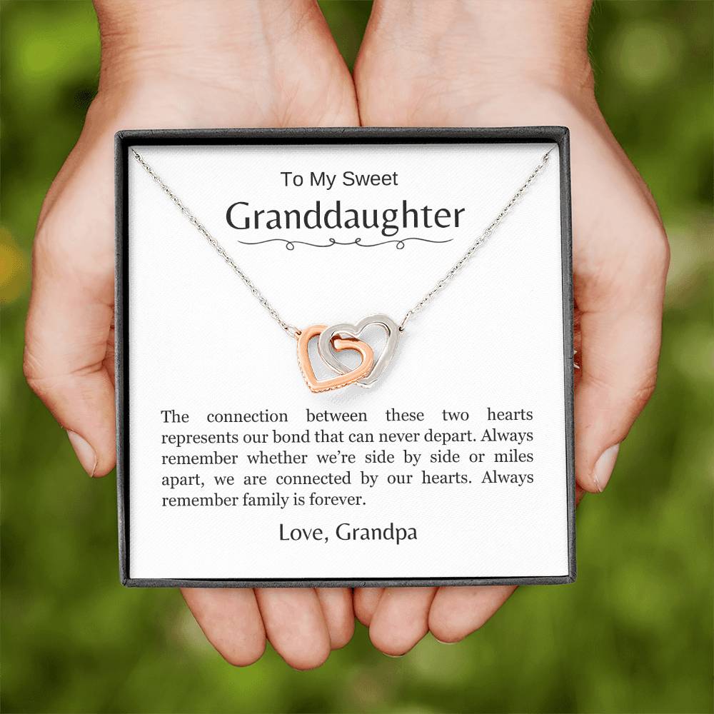 To My Sweet Granddaughter | We Are Connected by Our Hearts | Interlocking Hearts Necklace