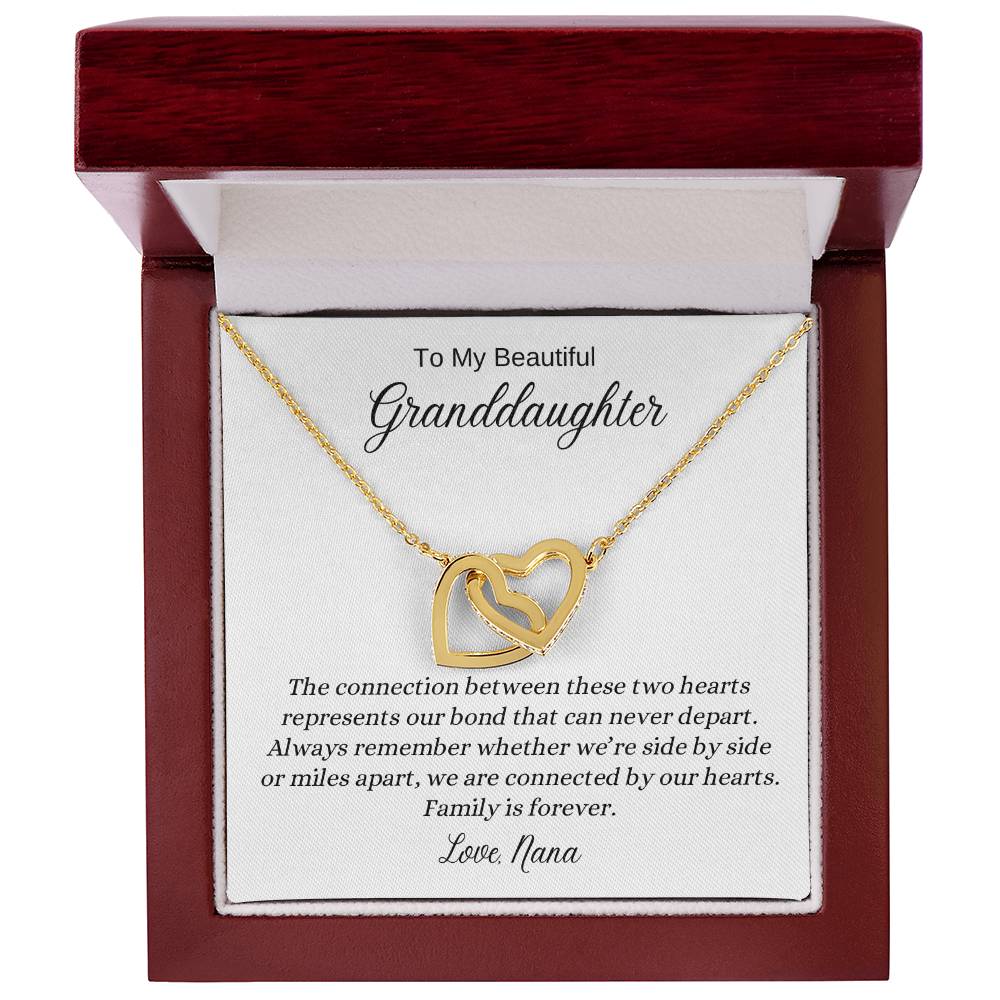 To My Beautiful Granddaughter | We Are Connected by Our Hearts | Interlocking Hearts Necklace | A Gift to Show Your Love