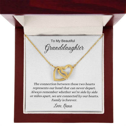 To My Beautiful Granddaughter | We Are Connected by Our Hearts | Interlocking Hearts Necklace | A Gift to Show Your Love