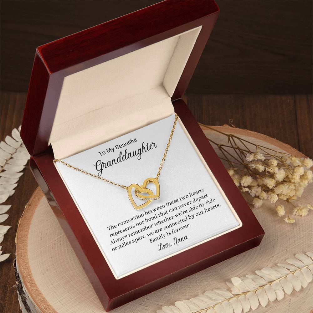 To My Beautiful Granddaughter | We Are Connected by Our Hearts | Interlocking Hearts Necklace | A Gift to Show Your Love