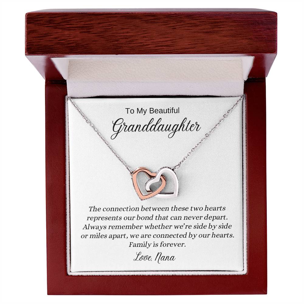 To My Beautiful Granddaughter | We Are Connected by Our Hearts | Interlocking Hearts Necklace | A Gift to Show Your Love