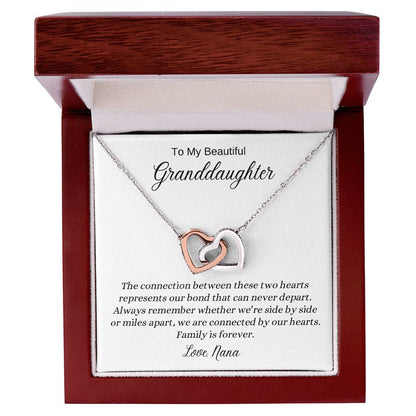 To My Beautiful Granddaughter | We Are Connected by Our Hearts | Interlocking Hearts Necklace | A Gift to Show Your Love