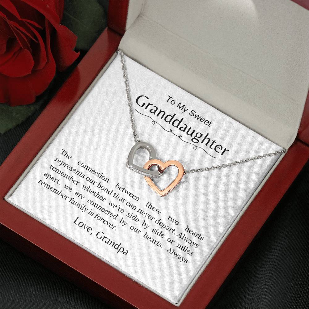 To My Sweet Granddaughter | We Are Connected by Our Hearts | Interlocking Hearts Necklace