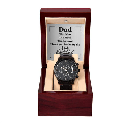 To Dad | Men's Leather Black Chronograph Watch | Show Dad How Much You Love Him