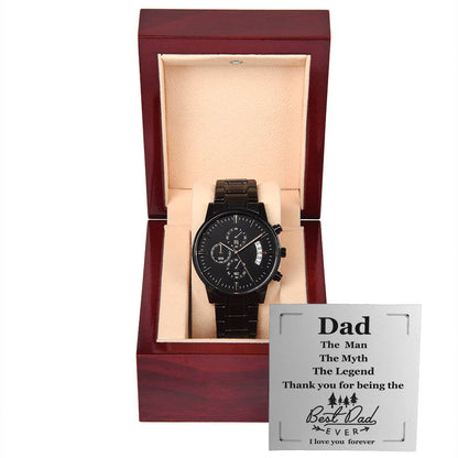 To Dad | Men's Leather Black Chronograph Watch | Show Dad How Much You Love Him