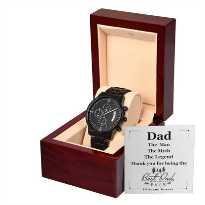 To Dad | Men's Leather Black Chronograph Watch | Show Dad How Much You Love Him