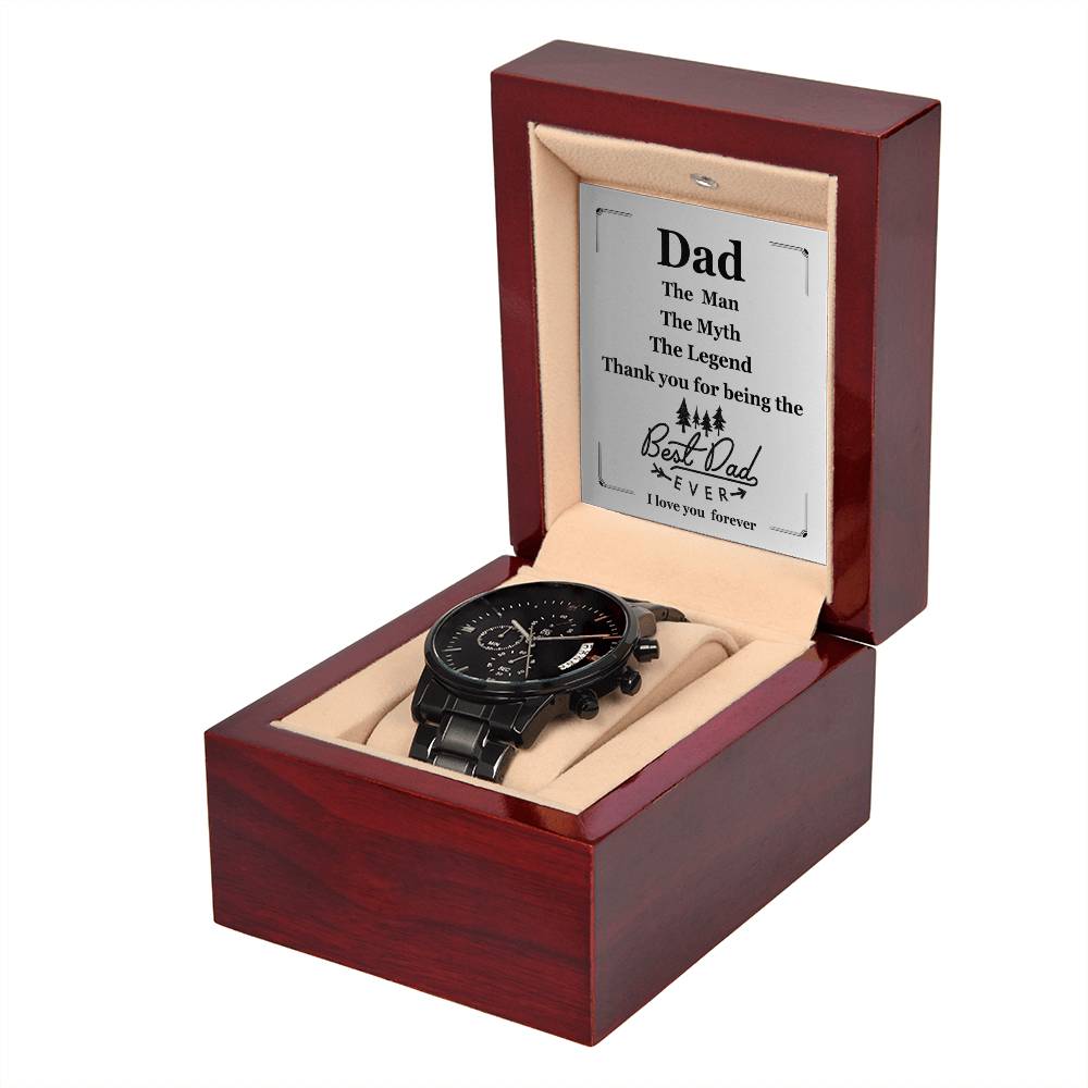 To Dad | Men's Leather Black Chronograph Watch | Show Dad How Much You Love Him