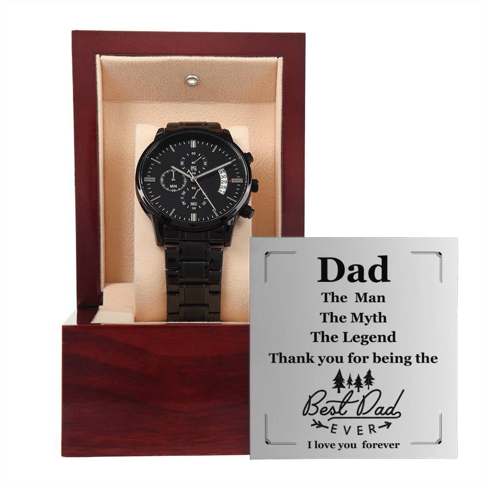 To Dad | Men's Leather Black Chronograph Watch | Show Dad How Much You Love Him