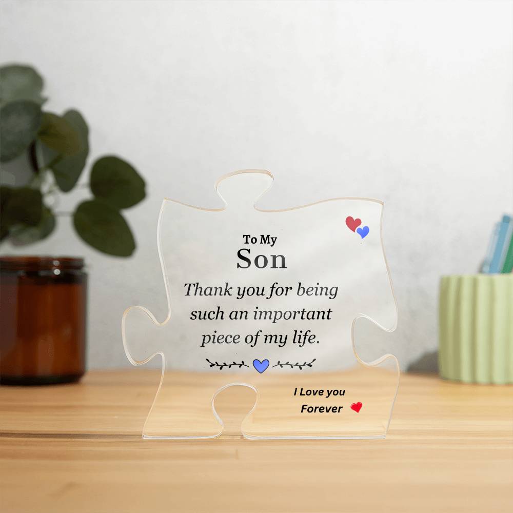 To My Son | Important Piece of My Life | Printed Acrylic Puzzle Plaque