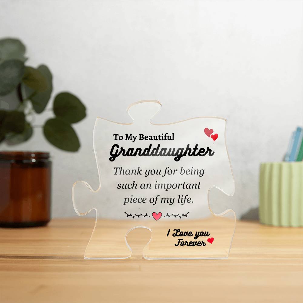 To My Granddaughter | Important Piece of My Life | Printed Acrylic Puzzle Plaque