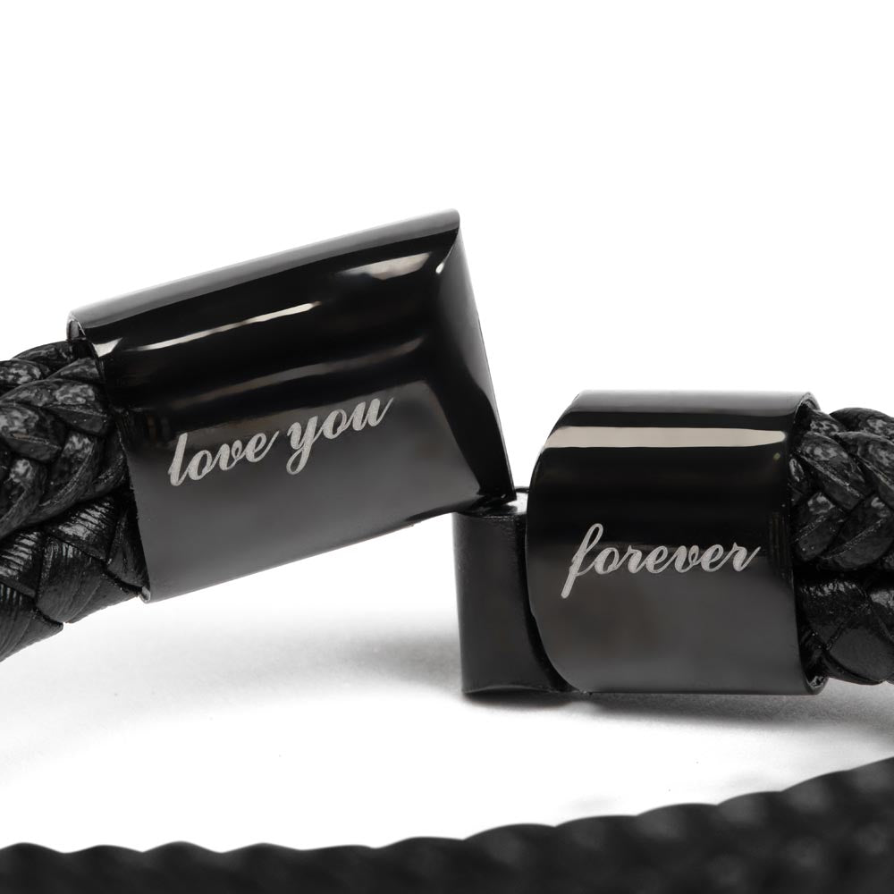 To Our Son | You are Brave, Strong, Smart, and Loved | Men's Leather Loved Forever Bracelet with Lions Head Message Card