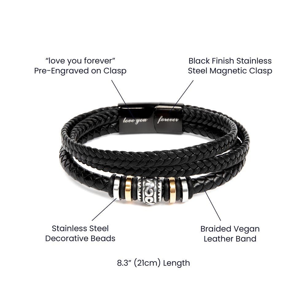 To My Husband | Love You Forever Men's Leather Bracelet