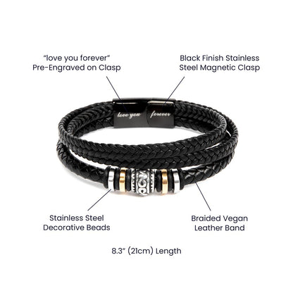 To My Husband | Love You Forever Men's Leather Bracelet