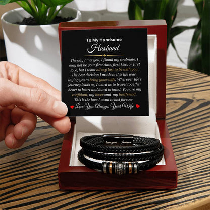 To My Husband | Love You Forever Men's Leather Bracelet