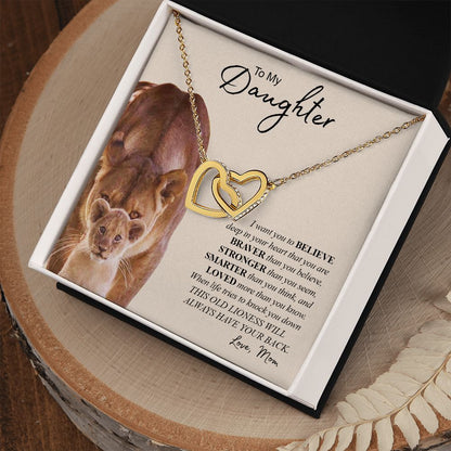 My Daughter | You Are Braver Stronger Smarter - Interlocking Hearts Necklace