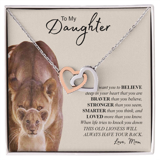My Daughter | You Are Braver Stronger Smarter - Interlocking Hearts Necklace