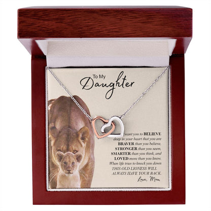My Daughter | You Are Braver Stronger Smarter - Interlocking Hearts Necklace