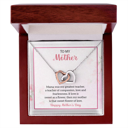 To My Mother | Mom Was My Greatest Teacher - Interlocking Hearts Necklace