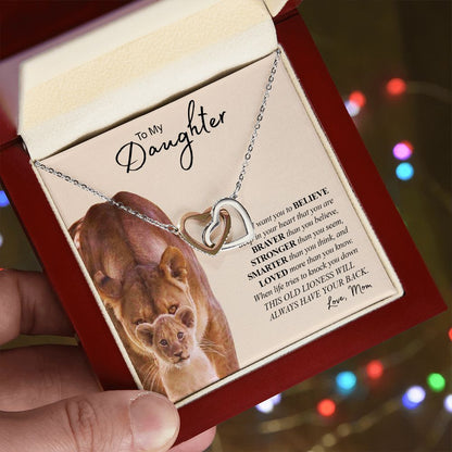 My Daughter | You Are Braver Stronger Smarter - Interlocking Hearts Necklace