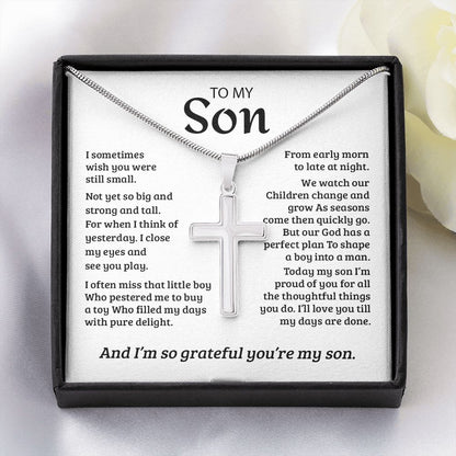 My Son | So Grateful for You - Stainless Steel Cross Necklace