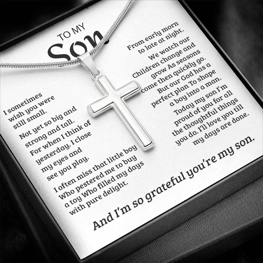 My Son | So Grateful for You - Stainless Steel Cross Necklace