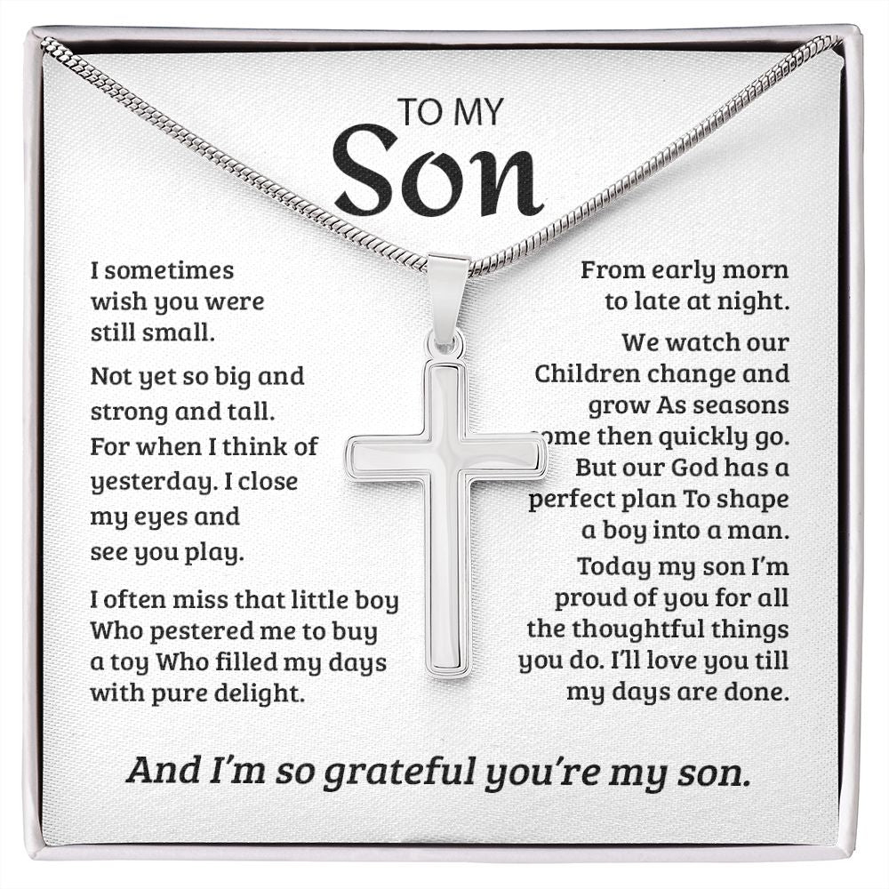 My Son | So Grateful for You - Stainless Steel Cross Necklace