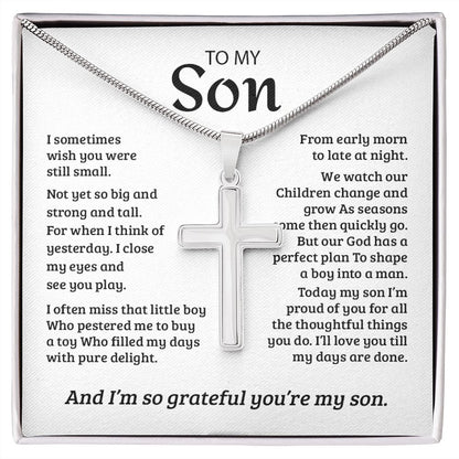 My Son | So Grateful for You - Stainless Steel Cross Necklace