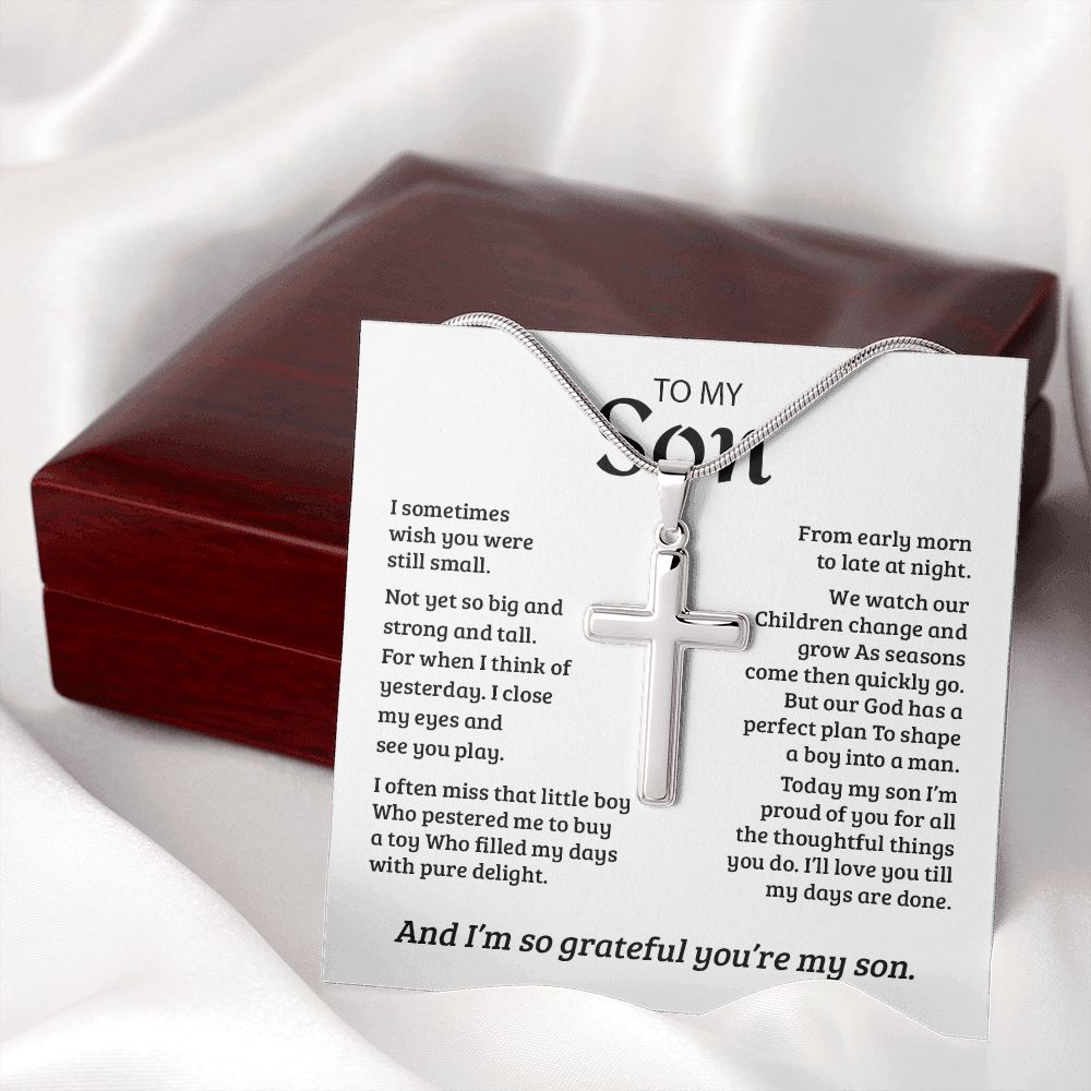 My Son | So Grateful for You - Stainless Steel Cross Necklace