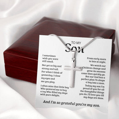 My Son | So Grateful for You - Stainless Steel Cross Necklace